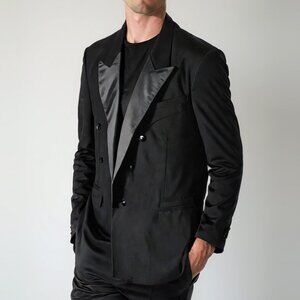 Vintage Tessuto Wool Tuxedo Suit Jacket Black Satin Trim Sports Coat Canada